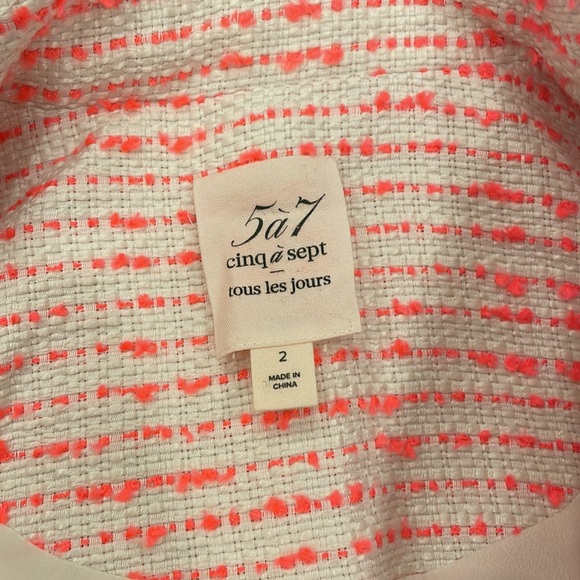 Cinq a Sept Hot Pink and White Tweed Blazer - Picture 5 of 5